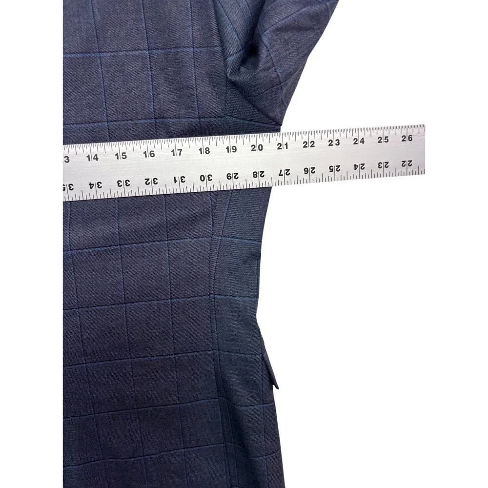 Tommy Hilfiger 38R Blue Sharkskin Windowpane Blazer Jacket Sport Suit Coat